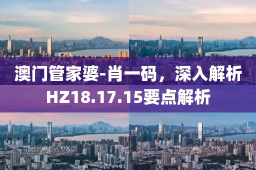 澳门管家婆-肖一码，深入解析HZ18.17.15要点解析
